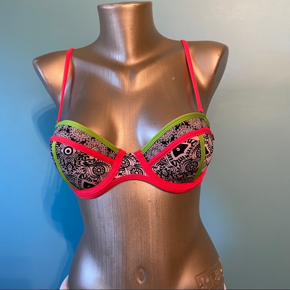 La Vie En Rose Aqua Underwire Cup Bikini Top In Size X-Small